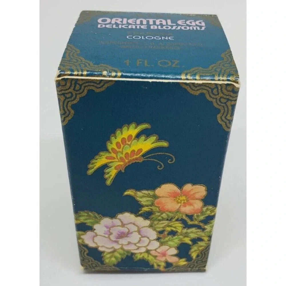 Vtg Avon Oriental Egg Delicate Blossoms Charisma Empty Perfume Bottle and Box‎